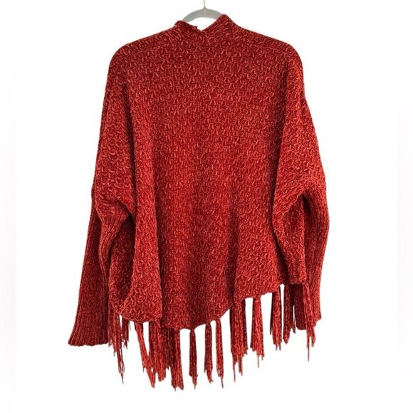 Mystree Women's Fringe Bottom Cardigan in Burnt Orange One Size - Picture 3 of 5